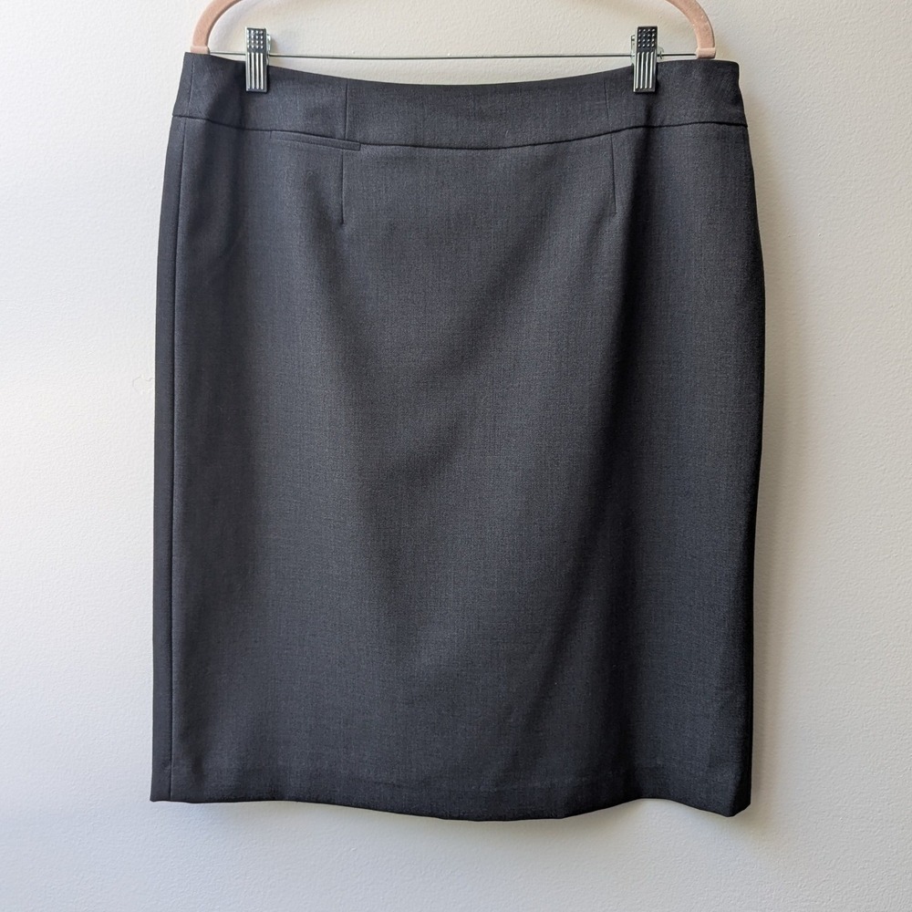 Calvin Klein Pencil Skirt Charcoal Grey Back Zip Professional Sz 16 Chic NWT